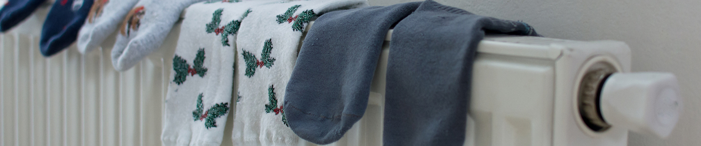 socks drying on a radiator